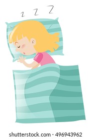 Sleeping girl on white