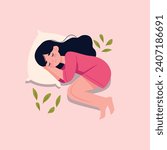 sleeping girl. Vector illustration in a flat style.  sleeping day
