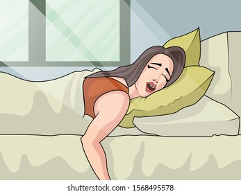 Sleeping Girl. Vector Illustration Isolated On White Background