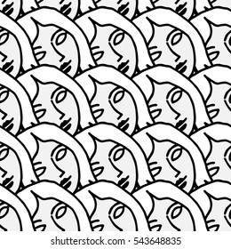 Sleeping girl. Vector seamless pattern