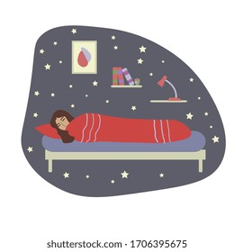 Sleeping girl vector simple illustration