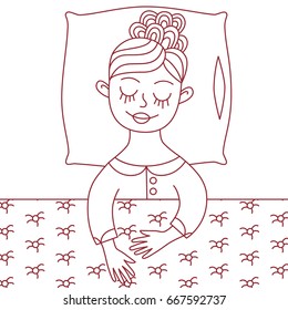 Sleeping girl woman lady doodle vector illustration