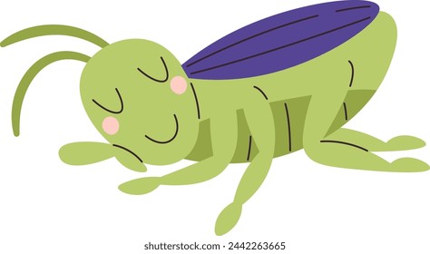 Sleeping Grasshopper Insect Vector Illustration