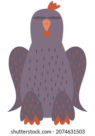 Sleeping grey chicken. Cartoon bird