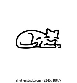 Sleeping happy cat color line icon. Pictogram for web page, mobile app, promo.