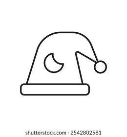 Icono de sombrero para dormir estilo de línea negra simple.