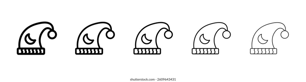 Sleeping hat icons vectors set in different stroke lines