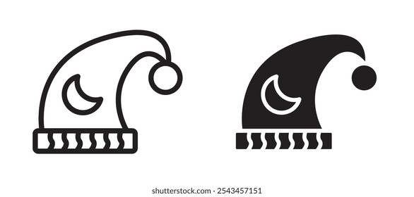 Sleeping hat vector icon set in black.