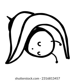 Sleeping Honey Bee Under The Leaf. Funny Doodle Illustration 