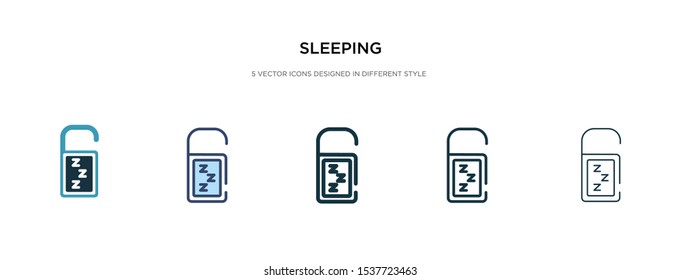 sleeping icon in different style vector illustration. two colored and black sleeping vector icons designed in filled, outline, line and stroke style can be used for web, mobile, ui