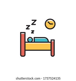 diseño de color vectorial de contorno relleno de icono de dormir. aislado en fondo blanco