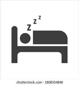 Sleeping icon isolated on white background. Dream vector illustration. Bed pictogram.
