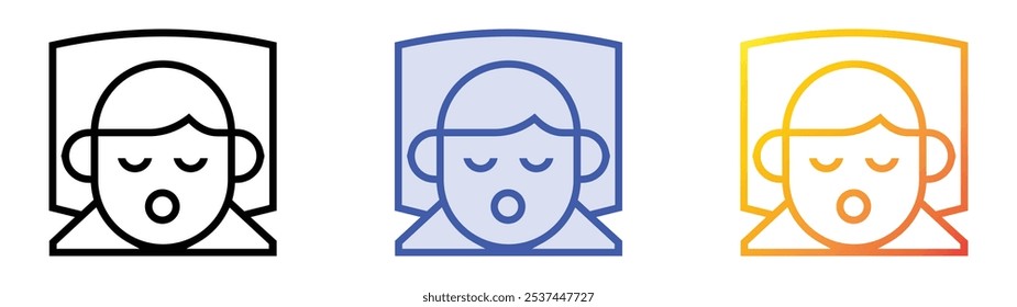 sleeping icon. Linear, Blue Fill and Gradient Style Design Isolated On White Background