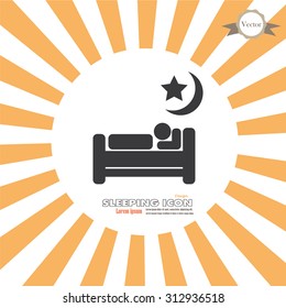 Sleeping icon on sunburst background. Sleep Related Vector Icons. vector illustration.