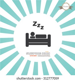 Sleeping icon on sunburst background.Sleep Related Vector Icons.vector illustration.