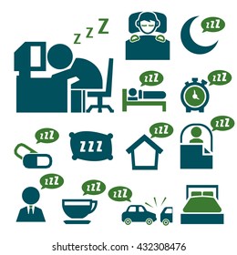 sleeping icon set