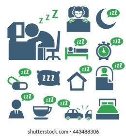 sleeping icon set