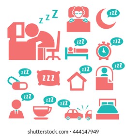 sleeping icon set