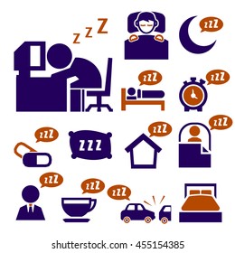 sleeping icon set