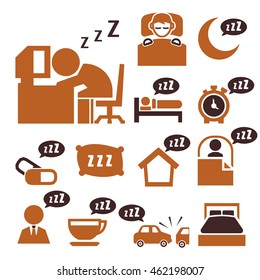 sleeping icon set