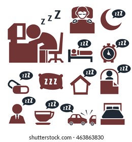 sleeping icon set
