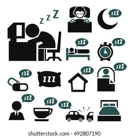 sleeping icon set