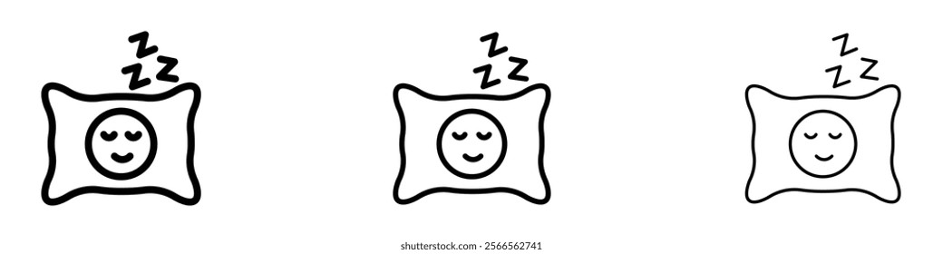 Sleeping icon in tree different line stroke sizes.