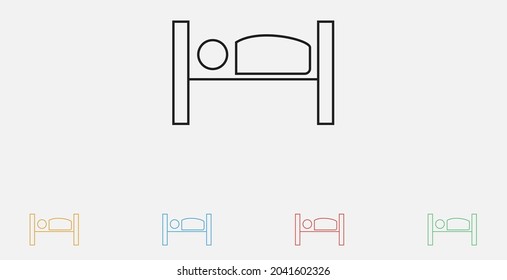 Sleeping icon vector. Hotel bedroom. A symbol of a person sleeping on a bed. Set of colorful flat design icons.