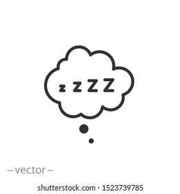 sleeping icon, zzzz doodle, sleepy, time sleep, thin line symbol on white background - editable stroke vector illustration eps 10