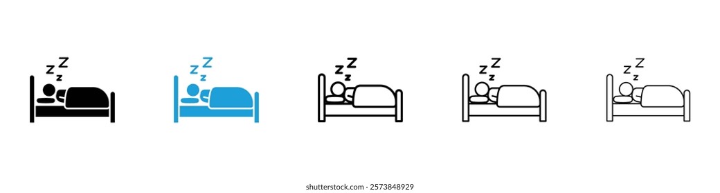 Sleeping icons in filled and 3 stroke weights