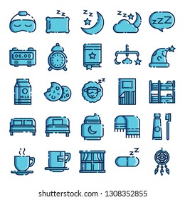 Sleeping icons pack. Isolated sleeping symbols collection. Graphic icons element