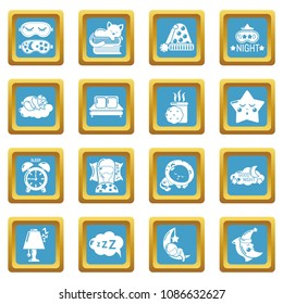 Sleeping icons set vector sapphirine square isolated on white background 