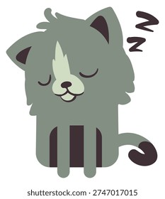 Sleeping kitten color icon. Cute pet character