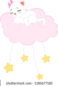 Sleeping kitten on the pink cloud.