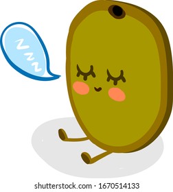 Sleeping kiwi, illustration, vector on white background.