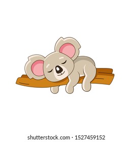 Sleeping koala on a tree