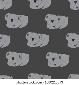 Sleeping koala. seamless pattern. Decorative wallpaper for the nursery in the Scandinavian style. Vector. Suitable for children's clothing, interior design, packaging, printing.