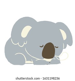 Sleeping Koala. Vector illustration on white background.