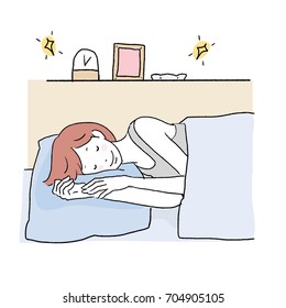 Sleeping lady illustration