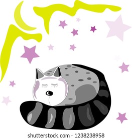 sleeping lazy cat vector illustration