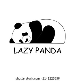 Sleeping lazy panda. Design, logo, icon. Vector illustration isolated on white background