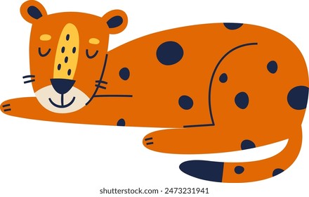 Ilustración vectorial de dibujos animados de leopardo durmiente