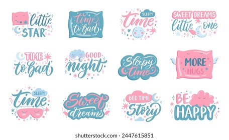 Sleeping lettering design collection, sweet dream icon. Vector of sleep lettering dream, sweet bedtime zzz, drawn accessor for resting illustration