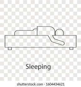 Sleeping  line on transparency background. Creative idea design. Flat vector illustration for template, brochure, web page or presentation.