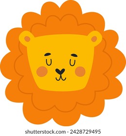 Sleeping Lion Animal Head Vector Illustration