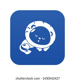 Sleeping lion icon blue vector isolated on white background
