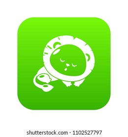 Sleeping lion icon green vector isolated on white background