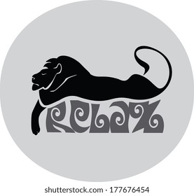 sleeping lion, label past