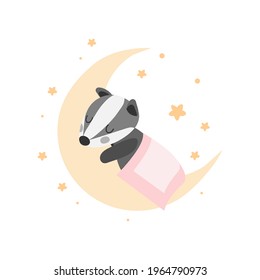 
sleeping little badger at the moon