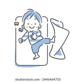 sleeping little boy, cute illustration